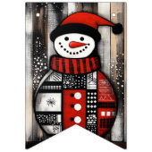 赤、黒、白の雪だるま バンティングフラッグ (第1の旗)