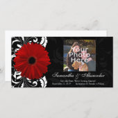 赤・黒・白スクロールガーベラデイジー セーブザデート (正面/裏面)