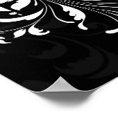 赤・黒・白スクロールガーベラデイジー ポスター (角)