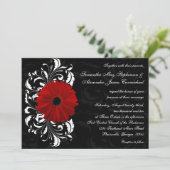 赤・黒・白スクロールガーベラデイジー 招待状 (スタンド正面)