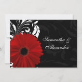 赤・黒・白スクロールデイジー結婚ズ 招待状 (裏面)