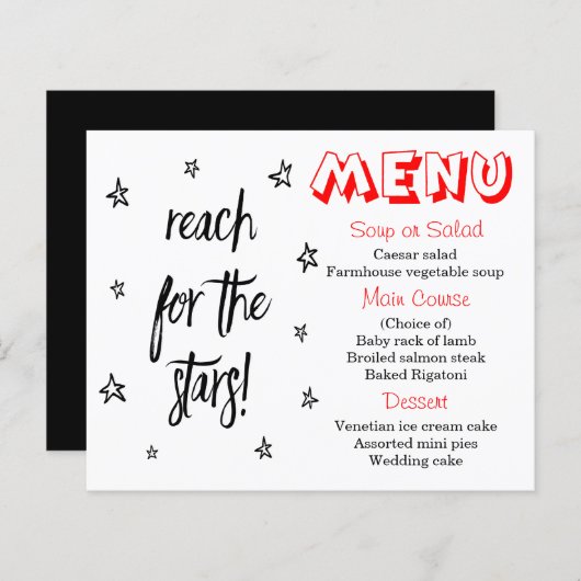 赤・黒・白メニューのスター結婚ズ・ラブ引用文 (正面/裏面)