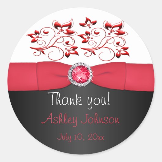 赤・黒・白3"ラウンドありがとうごシール ラウンドシール (正面)