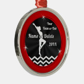 赤、黒、白、体操の女の子のためのギフト、 メタルオーナメント (右)