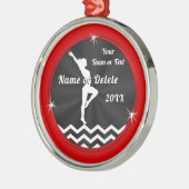 赤、黒、白、体操の女の子のためのギフト、 メタルオーナメント (左)