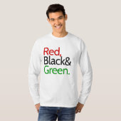 赤、黒、緑のアフリカ系アメリカ人Tシャツ Tシャツ (正面フル)