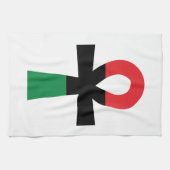 赤、黒、緑のアンク キッチンタオル (横)