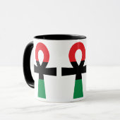 赤、黒、緑のアンク マグカップ (正面左)