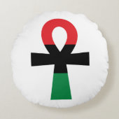 赤、黒、緑のアンク ラウンドクッション (正面)