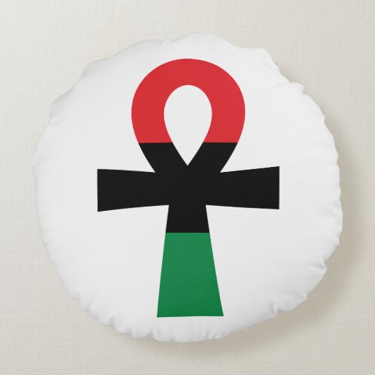 赤、黒、緑のアンク ラウンドクッション (裏面)