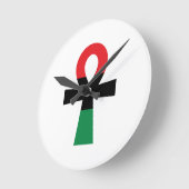 赤、黒、緑のアンク ラウンド壁時計 (傾斜)