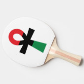 赤、黒、緑のアンク 卓球ラケット (横)