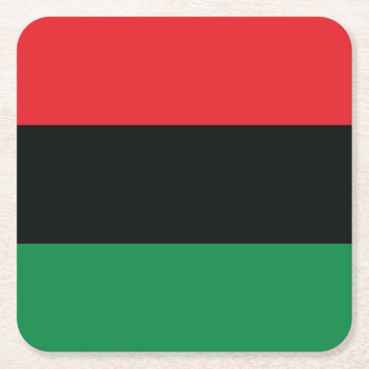 赤・黒・緑の国旗 スクエアペーパーコースター (正面)