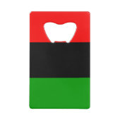 赤、黒、緑の汎アフリカ国旗 クレジットカード栓抜き (裏面)