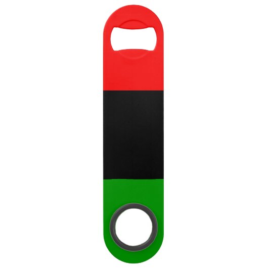 赤、黒、緑の汎アフリカ国旗 スピード栓抜き (正面)