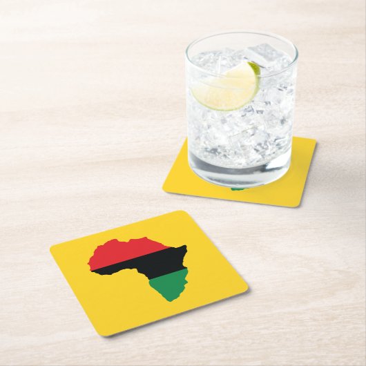 赤・黒・緑アフリカ国旗 スクエアペーパーコースター (インサイチュ)