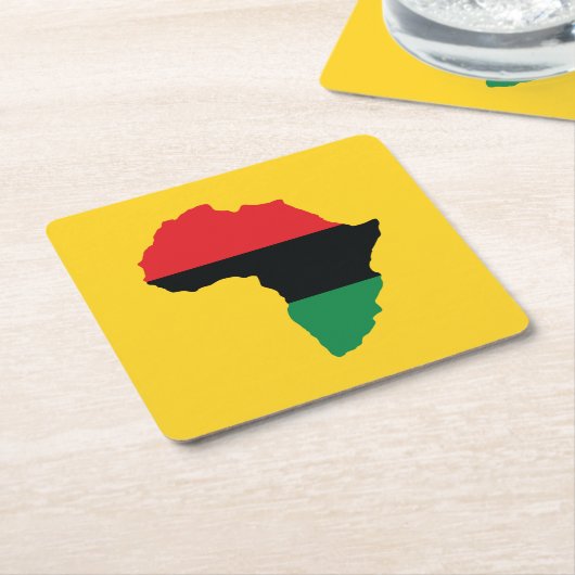 赤・黒・緑アフリカ国旗 スクエアペーパーコースター (アングル)