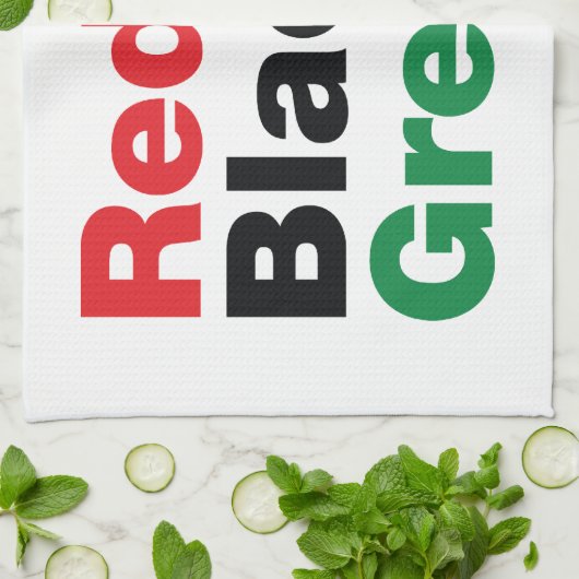 赤、黒、緑。 キッチンタオル (折り畳み)