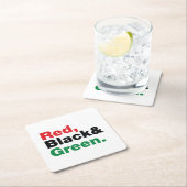 赤、黒、緑。 スクエアペーパーコースター (インサイチュ)