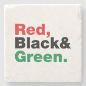 赤、黒、緑。 ストーンコースター (正面)