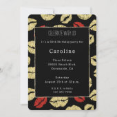 赤 黒 金の唇 50歳の誕生日 招待状 (正面)