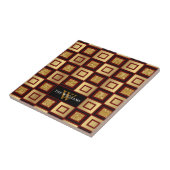 赤、黒、金ゴールドのチェッカーボードパターンモノグラム タイル (側面)