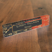 赤、黒、金ゴールド大理石デザイン デスクネームプレート (側面)