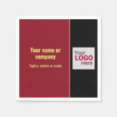 赤、黒、金ゴールド頭が切れるストライプ – 独自のロゴを追加 スタンダードカクテルナプキン (正面)