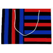 赤、黒、青の各ストライプ ラージペーパーバッグ (正面)