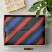 赤、黒、青の対角線のストライプティッシュペーパー 薄葉紙 (ギフト)