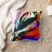 赤、黒、青の超現実的な花 クッション (ブランケット)