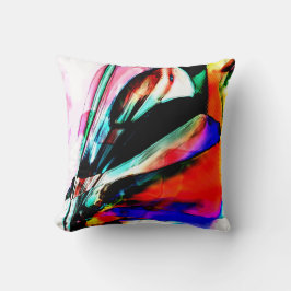 赤、黒、青の超現実的な花 クッション