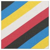 赤、黒、青、黄、白のパターンストライプの ファブリック (クローズアップ)