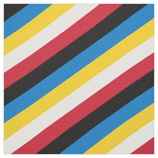 赤、黒、青、黄、白のパターンストライプの ファブリック (見本)