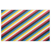 赤、黒、青、黄、白のパターンストライプの ファブリック (ファットクウォーター)