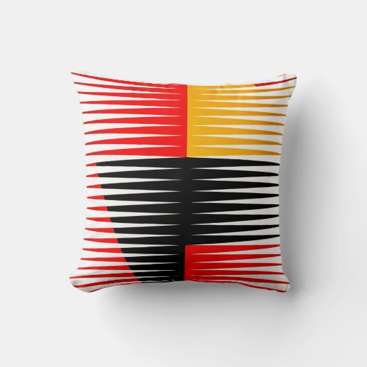 赤、黒、黄のアートワーク クッション (正面)