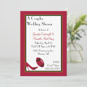 赤、黒、黄色のサッカーカップルシャワー 招待状 (スタンド正面)