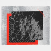 赤、黒、黒と灰のストライプ フリースブランケット (正面(横))