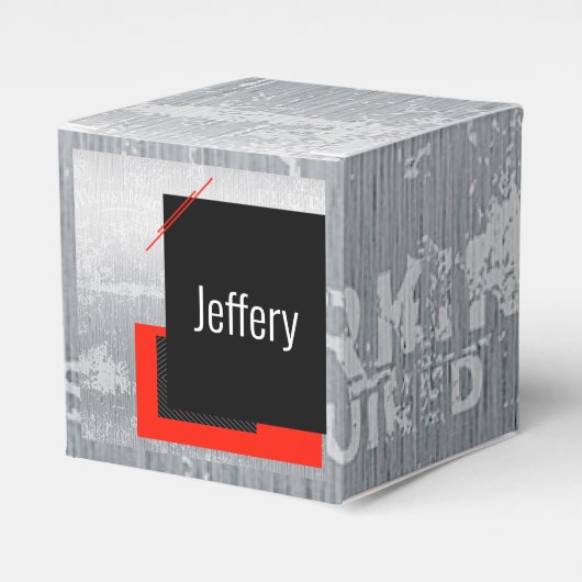 赤、黒、黒、白のピンストライププリント フェイバーボックス (正面サイド)