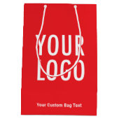 赤 10インチ ギフトバッグ カスタム会社ロゴ 中サイズ (裏面)