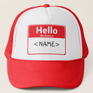 赤 Hello My Name is , <NAME> キャップ