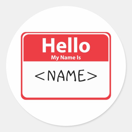 赤 Hello My Name is , <NAME> ラウンドシール (正面)