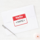 赤 Hello My Name is , <NAME> ラウンドシール (封筒)