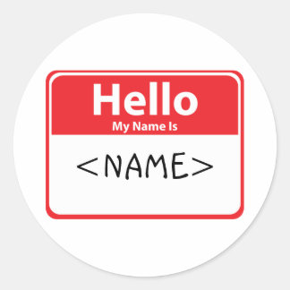 赤 Hello My Name is , <NAME> ラウンドシール