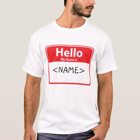赤 Hello My Name is , <NAME> Tシャツ (正面)