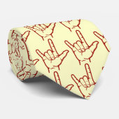 赤ASL愛してる手結び ネクタイ (ロール)