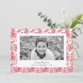 赤Chinoiserieクリスマスフォトカード シーズンカード (スタンド正面)