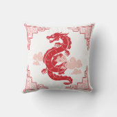 赤Chinoiserie Dragon and Clouds クッション (裏面)