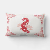 赤Chinoiserie Dragon and Clouds ランバークッション (裏面)