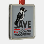 赤cockadedキツツキを救って下さい メタルオーナメント (右)